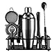 Delihom Juego de 10 cocteleras con soporte de exhibición, juego de herramientas de barra de acero inoxidable de 750 ml, kit profesional de camarero para barras de hogar y eventos al aire libre (negro)