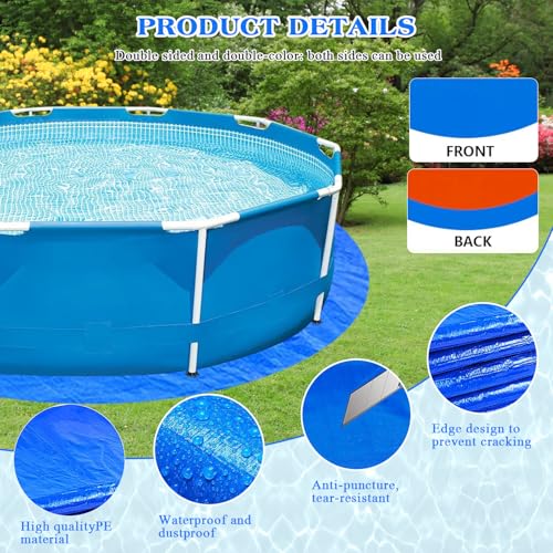 YumSur Pool Bodenplane,Poolunterlage rund, 4.6m Schwimmbad Matte, Bodenschutzmatte Outdoor, Faltbarer Pool Unterlegmatte, Pool Ground Cloth für Schlauchboote, Planschbecken