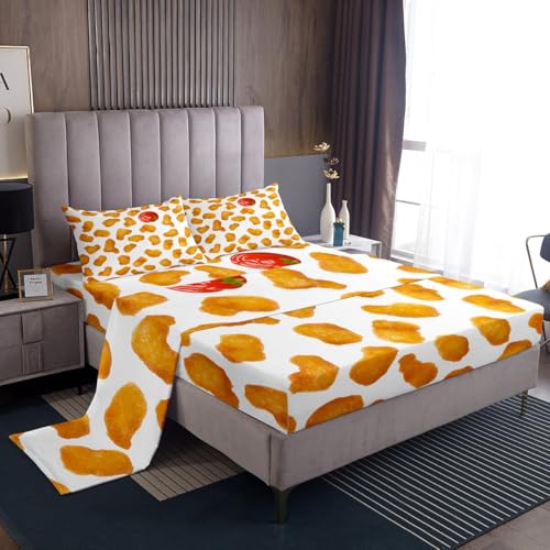 Erosebridal Juego de sábanas fritas con pepitas de pollo, regalo para niños y niñas, juego de sábanas ligeras, tamaño individual, juego de ropa de cama súper suave, para hombres y mujeres, decoración