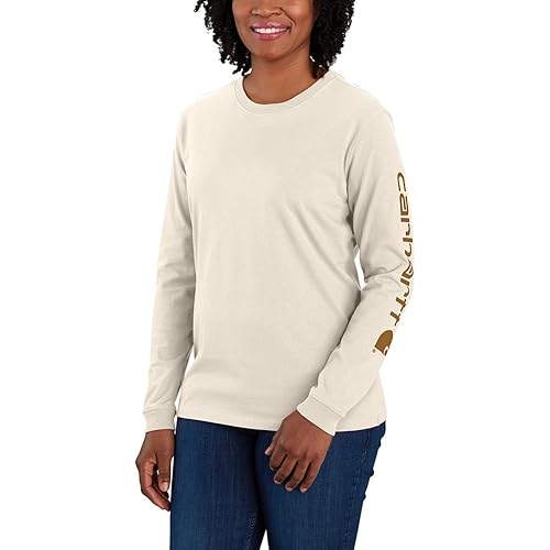 Carhartt Women's Loose Fit Heavyweight Long-Sleeve Logo Sleeve Graphic T-Shirt