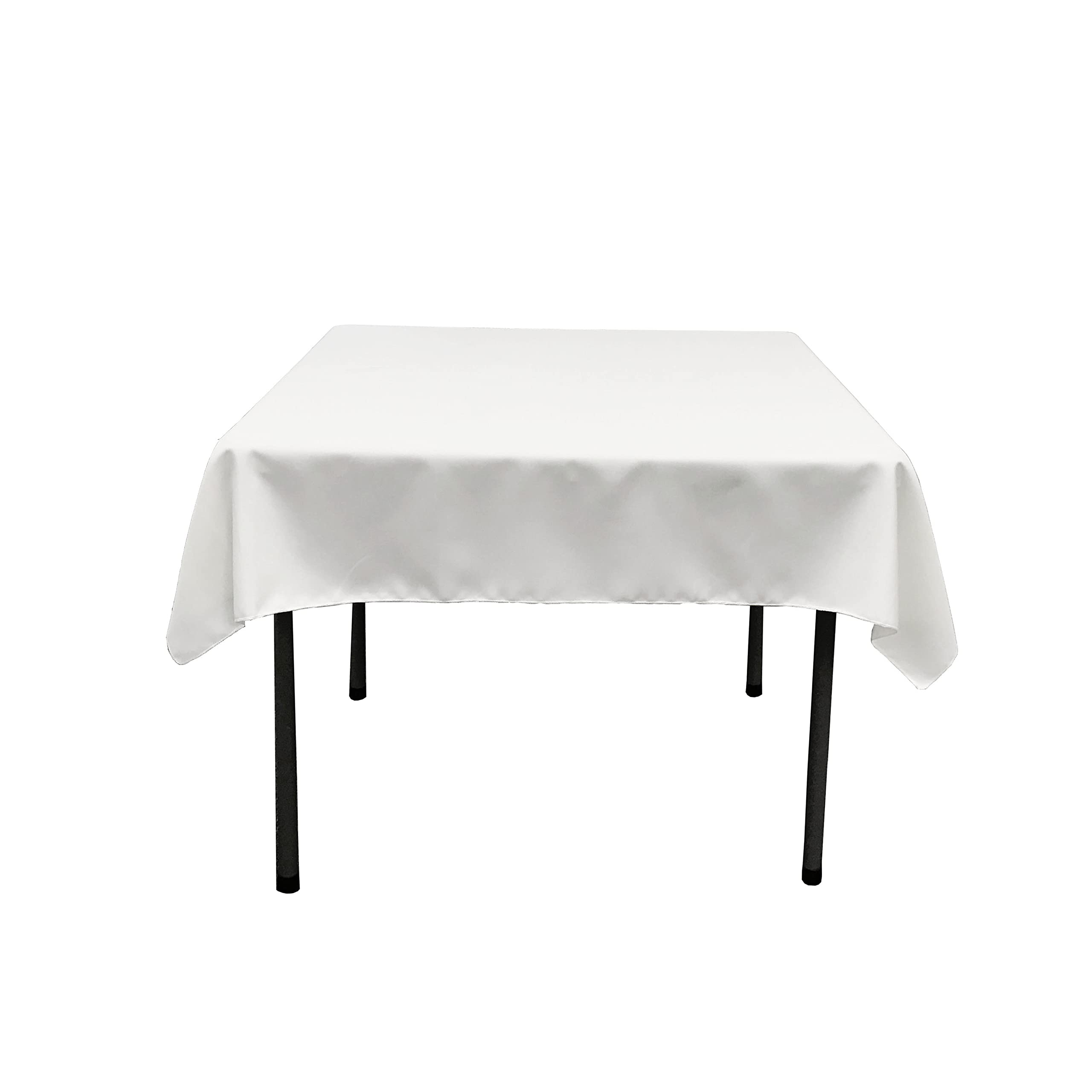 LA Linen Polyester Poplin Square Tablecloth, 52 by 52-Inch, White
