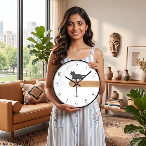 Image of Cute Cat Wall Clock for Home Decor Non-Ticking Silent Wall Clock | Modern Wall Watch for Hall, Living Room, Office & Bedroom | Fancy Wall Clocks for Kids Room | Round Easy-to-Read Wall Watch