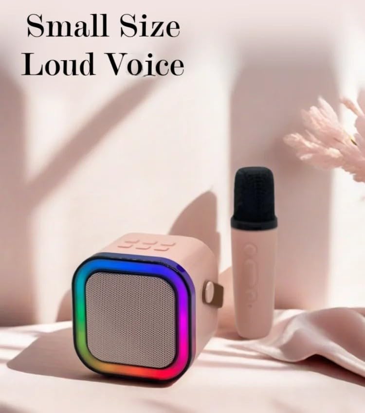 Image of Goyal's Portable Karaoke Bluetooth Speaker with Wireless Microphone | RGB LED Lights | Voice Change Effects | USB TF AUX FM | Mini Party Speaker for Kids & Adults