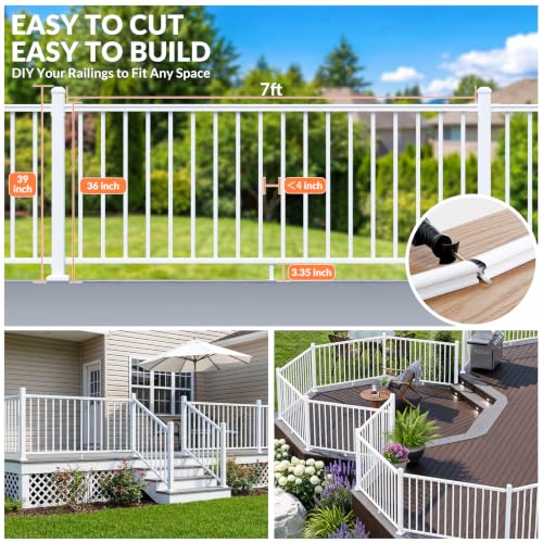 Image of Egadis 36 in x 7 ft Modular Aluminum Porch and Deck Railing Kit, White