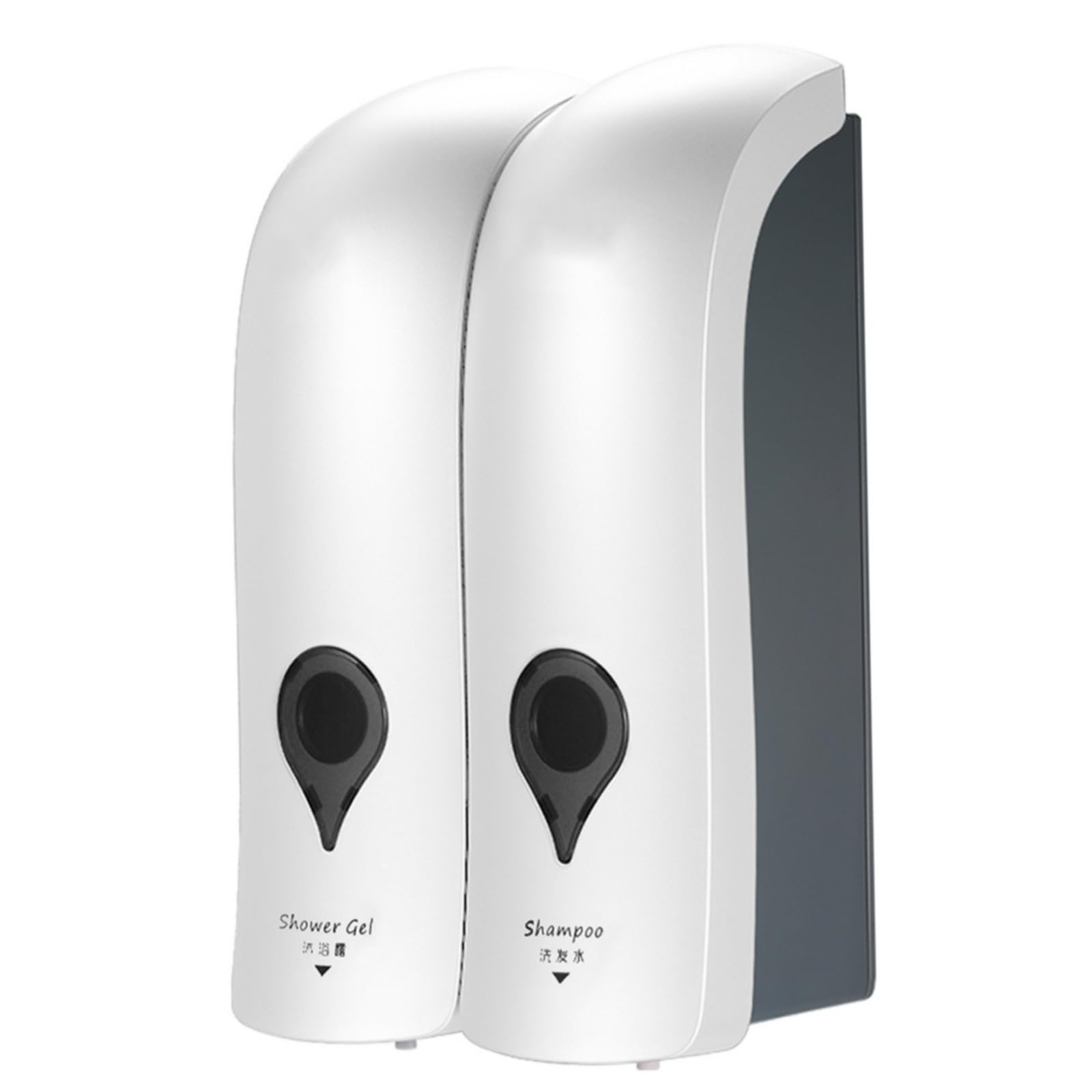 Decdeal 1 300ML x2 Manuale Dispenser di Sapone, Bagno Doccia Gel Shampoo Liquido Disinfettante Distributore di Dispenser,Senza Foratura（Bianco）
