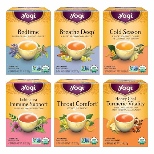 Yogi Get Well Variety Pack (6 Pack) - Herbal Immune and Cold Season Support - 96 Organic Tea Bags