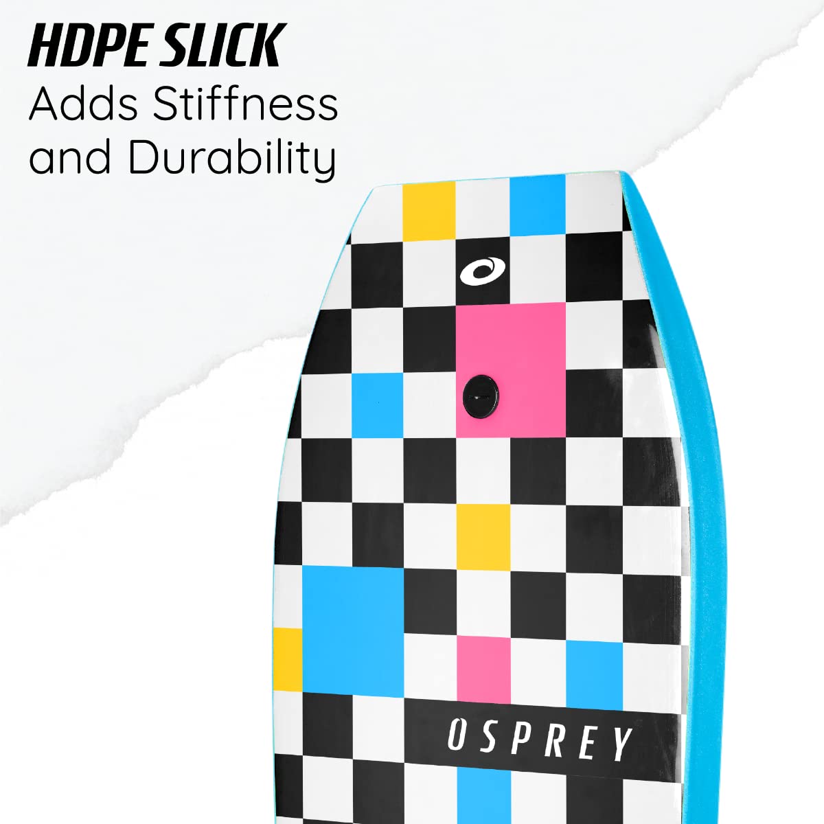 Osprey Bodyboard con Adesivi Laccetto, tavola in EPS con Coda a Mezzaluna, Vari Colori, 83,8 cm.
