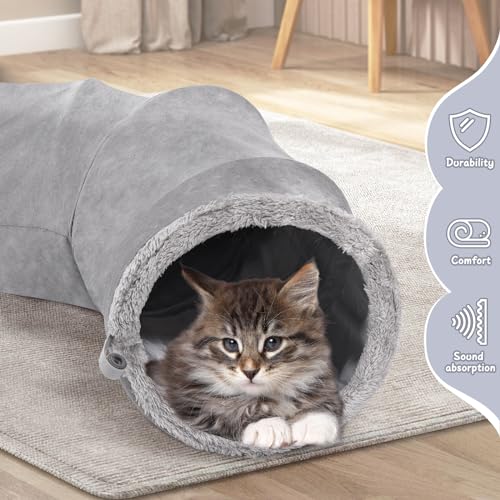Tailtastic S-2-Way Cat Tunnel For Indoor Cats - 59X10Inches,Collapsible Cat Play Tunnel, Interactive Toy With 2 Hidden-Exits&Hanging Balls thumb #3