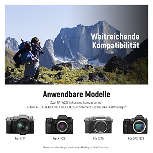 NEEWER NP-W235 Kamera Akkuladegerät Set, Doppel Steckplatz USB Ladegerät mit LCD, 2er Pack 2400mAh Ersatzakkus Kompatibel mit Fujifilm X-T5… – Ansicht 3