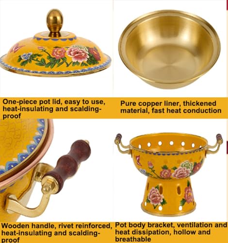 Olla tradicional de cobre cloisonné para fondue miniatura 5
