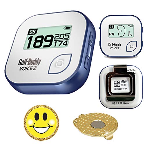 GolfBuddy Voice 2 Golf GPS/Rangefinder Bundle with Ball Marker and Magnetic Hat Clip