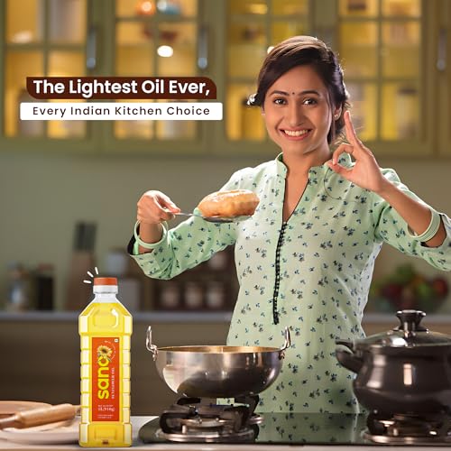 Image of Sano Sunflower Oil 1 Litre Pet Bottle - Pure, Nutrient-Rich sunflower Cooking Oil with High Smoke Point - Ideal for Frying, Sauteing, and Baking(Pack of 1)