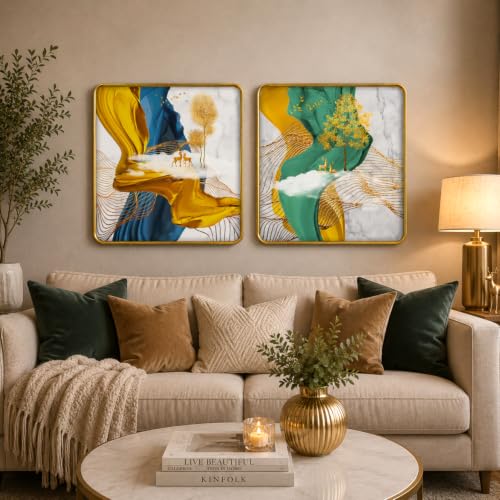 Image of RANDOM Premium Square Wall Painting Set of 2, 38 x 38 cm (Premium Square painting)