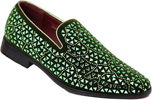 SPK27 Men's Rhinestone Sparkling Suede Dress Shoes Loafer Classic Designer Moccasins