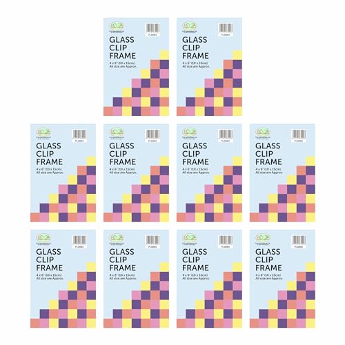 M1SS (Pack of 10 4" x 6" Glass Front Frameless Clip Frame Classic Wall Mountable Picture Frame For Home, Office Portraits, Certificates, Posters (10 x 15 cm)