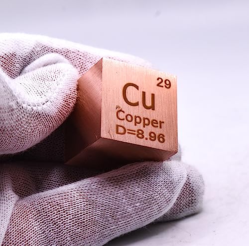 Image of 1 inch 25.4mm Copper Metal Cube Cu up to 99.9% Pure Periodic Table Element Engraved Density Collection Science Education Display Block Cube + Acrylic Case Box - 1PC