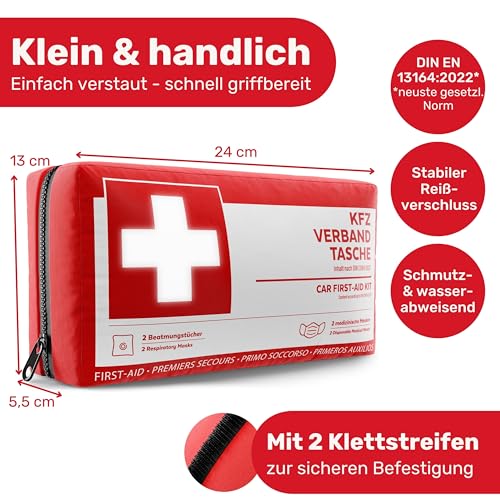 Erste Hilfe Set Auto Norm 2026 DIN 13164:2022 Verbandstasche StVZO konform – Ansicht 6