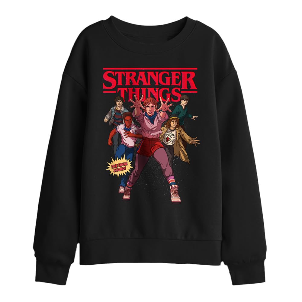 Stranger Things Final Stand Comic Kids Sweatshirt, Black, 9-11