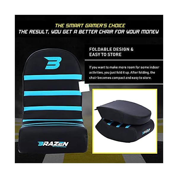 NEW BraZen Piranha Rocker Gaming Chair - Great Gamer Gift And Room Accessory- Blue - Image 6