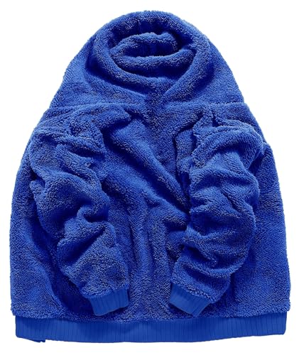 Little Beauty Men Winter Hoodies Full Zipper Sweashirts Fleece Sherpa Lined Wool Heavyweight Jacket Royal Blue3