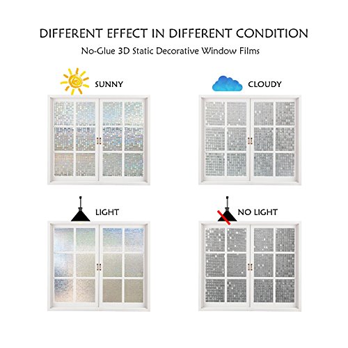 Image of CottonColors Window Film 35.4x118.1 Inches Ecology Non Toxic Static Decoration for Uv Rejection Heat Control Energy Saving Privacy Glass Stickers