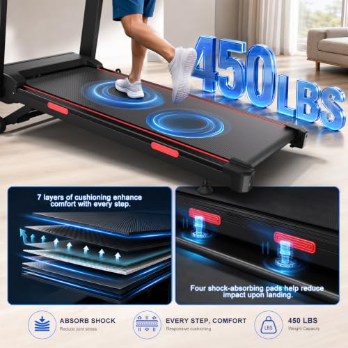 Image of Treadmills for Home with 20% Auto Incline - Wide Belt, 8.7MPH Max Speed, 450LBS Capacity, 3.5HP Adjustable Height Handle Bars
