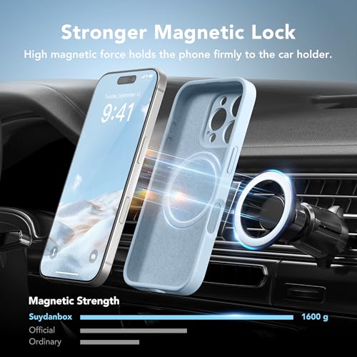 Image of Magnetic for iPhone 16 Pro Max Case, Compatible with MagSafe, [Full Camera Protection][Screen Protector] Silicone Shockproof Protective Phone Case for iPhone 16 Pro Max 6.9 inch, Light Blue