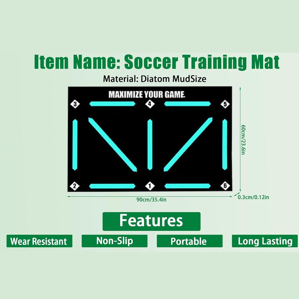 Alfombra De Entrenamiento De Fútbol 60x90 Cm | Antideslizante Y Silenciosa, Mejora Control Y Precisión, Ideal Para Casa O Campo
