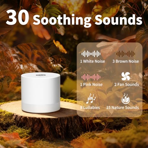 Image of Sound Machine Mini White Noise Machine with 30 Soothing Sounds 4 Timers Memory Function for Newborn Baby Kids Adults Portable Rechargeable Sleep Brown Noise Machine for Travel Camping Home Office