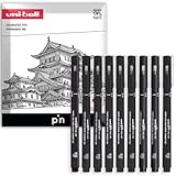 Uni Pin Fineliner Drawing Pen - Complete Set of 9 Grades - Black Ink