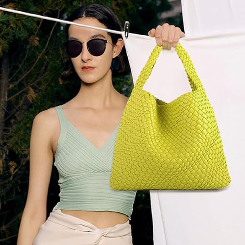 Image of JINMANXUE Woven Tote Bag for Women, Fashion Hobo Handbag, Travel Top-handle Shoulder Bag, Beach Underarm Bag with Purse
