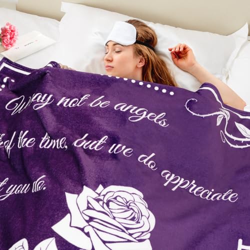 Gift Blanket, Gifts for Mom, Mom Blanket for Mother's Day, Super Soft Flannel Throw, Cozy Throws for Birthday Christmas, Couch Bed Plush Blankets for Women from Daughter Son, 50x60, Purple