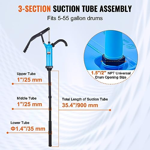 image for VEVOR Drum Pump, 9.5 oz. Per Stroke, Lever-Action Barrel Pump, Fits 5-