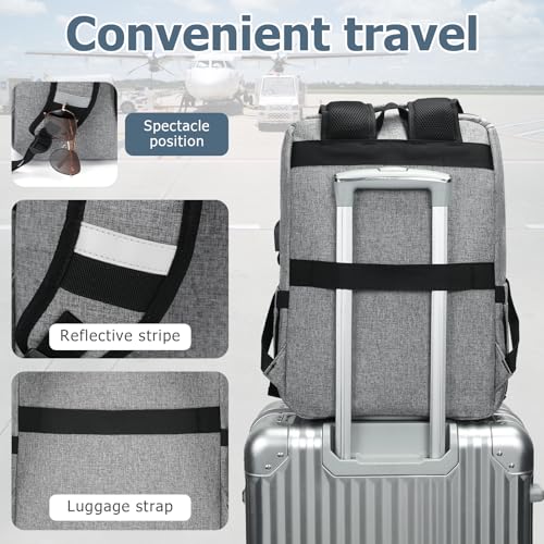 Image of YALUNDISI Vintage Backpack Travel Laptop Backpack with usb Charging Port for Women & Men College Backpack Fits 15.6 Inch Laptop Grey Brown
