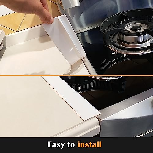 Image of KindGa Silicone Stove Counter Gap Cover - 21 Inches Gap Filler 2 Pack White | Easy clean oven gap filler sealing spills between kitchen counter, appliances, stovetop, washer, dryer, stove side gap guard