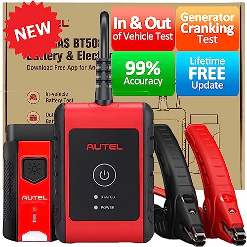 Autel Car Battery Tester 6v 12v MaxiBAS BT508, Cranking Ability Analyzer, Adaptive Conductance, AutoVIN, in-Vehicle/Out-of-Vehicle Tests, BAS Manager with BT VCI 200, Better BT506, Lite of BT608