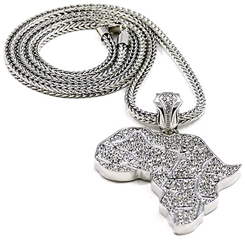 GWOOD Africa Map Silver Color Pendant with 36 Inch Franco Necklace3