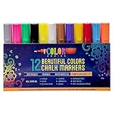 Liquid Chalk Markers By Color Zodiac - For Moms, Kids, Artists, Bistro Owners - 12 Vivid Colors - Eco-Friendly, Water-Based Ink Won't Stain Fingers Or Clothes - 5mm Reversible Tip - Perfect For Arts & Crafts!