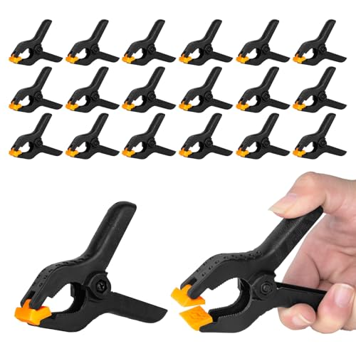 EMART 20 Pack Heavy Duty Muslin Spring Clamps, Professional 3 Inch Plastic Backdrop Clips for Photography Studio, Photo Booth, Backdrop Stand, Paper, Woodworking, Crafts, Tarp