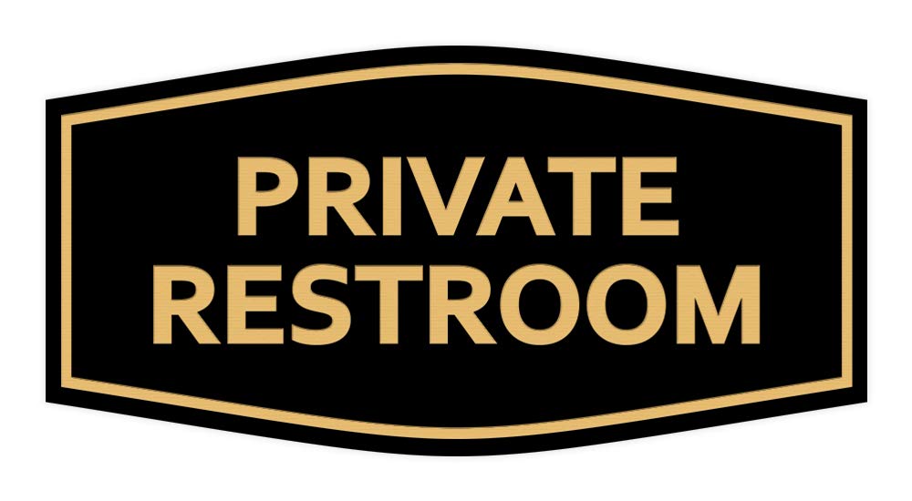 Signs ByLITA Fancy Private Restroom Sign (Black Gold) - Large
