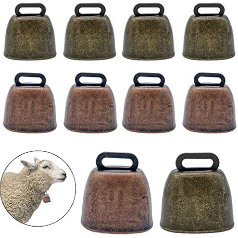 KuuGuu 10 Pack Small Brass Bell,Cow Horse Sheep Grazing Copper Bells,Cattle Farm Animal Loud Bronze Bell,Pet Anti-Theft Accessories Bell Cover