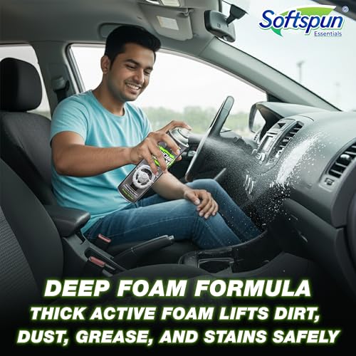 Image of SOFTSPUN Essentials Total Cleaner Foam 500ml for Car & Bike | Multi-Surface Cleaner for Interior & Exterior, Dashboard, Plastic, Vinyl, Headlights, Mats, Tough Stain Remover