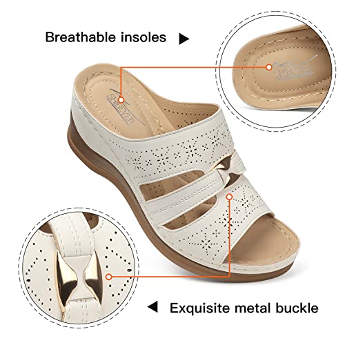 Image of SHIBEVER Wedge Sandals for Women Dressy: Comfortable Slip On Summer Sandal