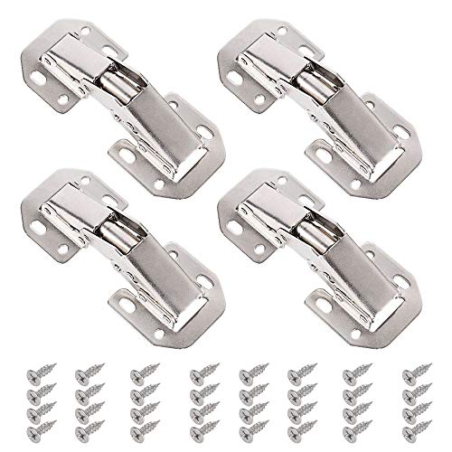 CODIRATO 4 PCS Kitchen Cabinet Door Hinges, Cupboard Door 90 Degree Hinges with 32 Screws Soft Close Hinge for Outdoor Door Furniture Cabinet