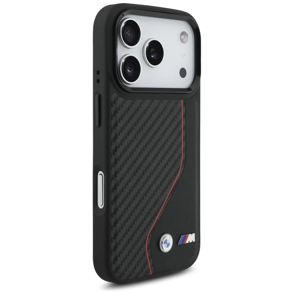 CG Mobile BMW M Carbon Line & Logo Compatible avec Mag Safe Coque pour iPhone 17 Pro (Rouge)