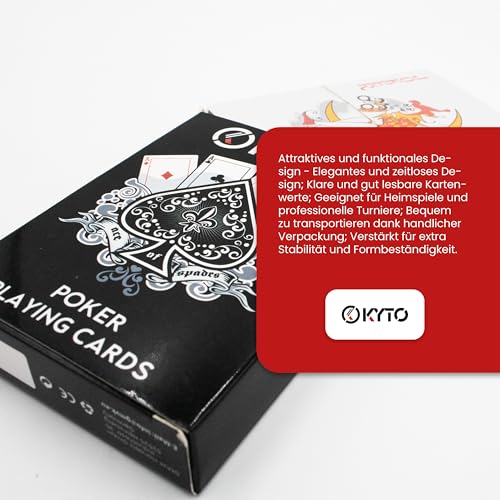 Kyto Pokerkarten Set professionelles Kartendeck - 2er Set Hochwertige Poker Cards für Texas Hold Em Enthusiasten und Profis - Blackjack Karten Spielkarten – Bild 7