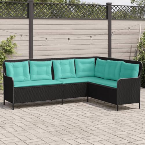 Ziaphsol Canapé de Jardin modulable en résine tressée Noir avec Coussins Amovibles pour terrasse, Balcon ou Patio, mobilier extérieur Confortable, Angle Convertible, résistant aux intempéries