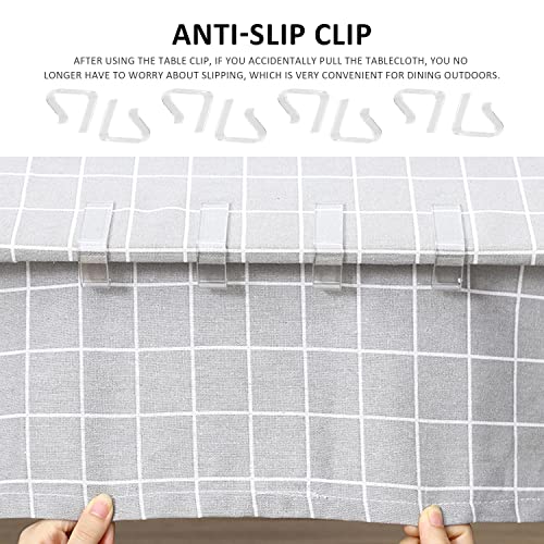 Foto von 8 transparente Tischdeckenklammern, Befestigungsclips aus Kunststoff, rutschfeste Fixierer, geeignet für eine Dicke von 3,5 bis 5 cm, geeignet für Küche und Wohnzimmer.