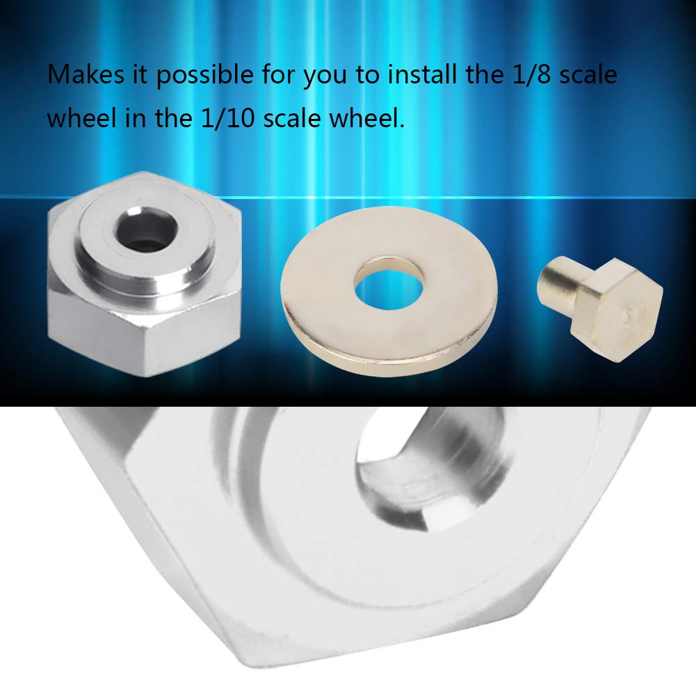 4PCS Aluminum Alloy 12mm Turn to 17mm Wheel Hex Drive Hub Adapter for 1/10 RC Model Car(Silver)