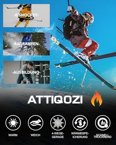 ATTIQOZI 4 Pack Thermounterwäsche Herren Winter Innenfleece Funktionsunterwäsche Langarm Skiunterwäsche Herren Atmungsaktiv Thermo Oberteil Funktionsshirt 4 Schwarz L